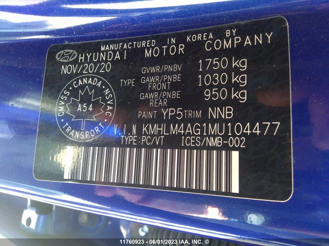 Hyundai ELANTRA SEL 2021 KMHLM4AG1MU104477 Image 10