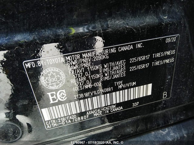 Toyota RAV4 LE 2020 2T3B1RFV1LC140881 Image 10