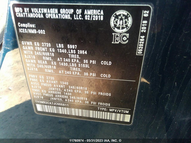 1V2MR2CA7JC555811 Volkswagen ATLAS SEL