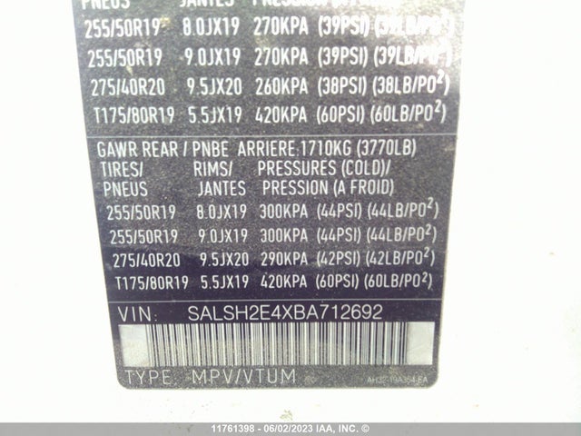 Продаж на аукціоні авто 2011 Land Rover Range Rover Sport Sc, vin: SALSH2E4XBA712692, номер лоту: 11761398