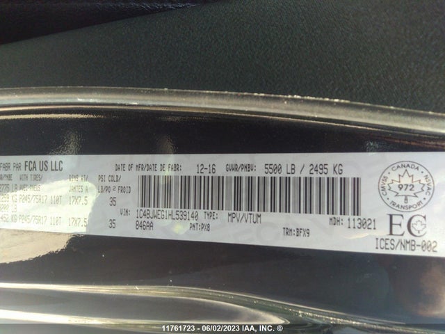 1C4BJWEG1HL539140 Jeep Wrangler Unlimited Sahara