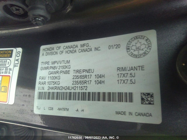 Honda CR-V LX 2020 2HKRW2H24LH211572 Image 9