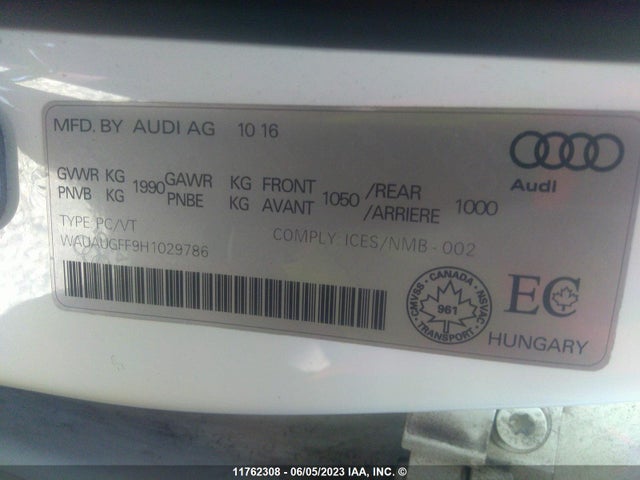 Audi A3 PREMIUM 2017 WAUAUGFF9H1029786 Image 10