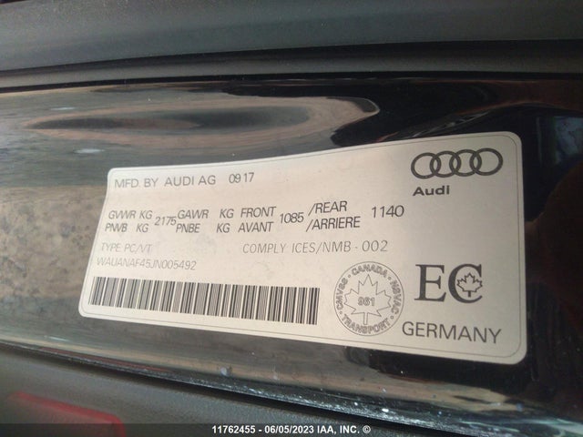 WAUANAF45JN005492 Audi A4 Komfort