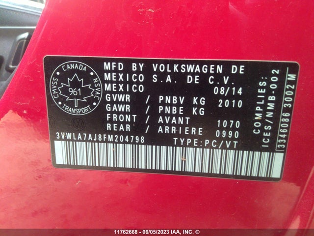 3VWLA7AJ8FM204798 Volkswagen JETTA TDI