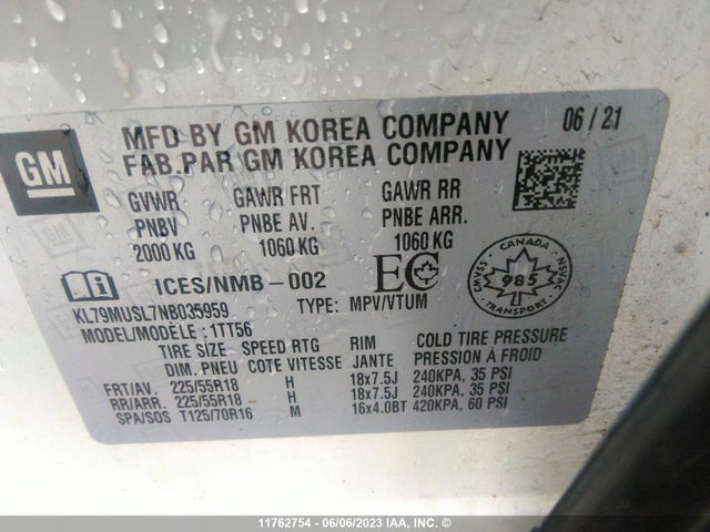 Chevrolet Trailblazer Rs 2022 KL79MUSL7NB035959 Image 9