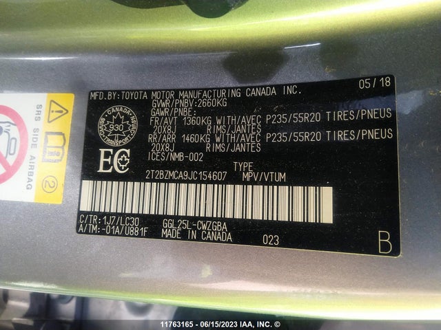 2T2BZMCA9JC154607 Lexus Rx 350/base/f Sport