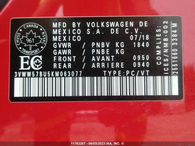 Volkswagen Jetta Highline 2019 3VWW57BU5KM063077 Image 9