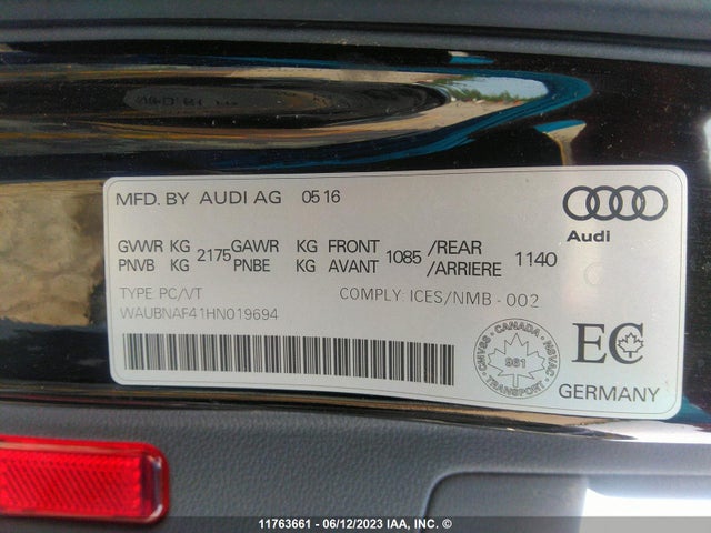 WAUBNAF41HN019694 Audi A4
