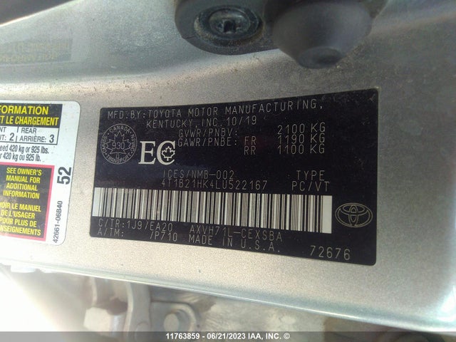 Toyota CAMRY 2020 4T1B21HK4LU522167 Image 10