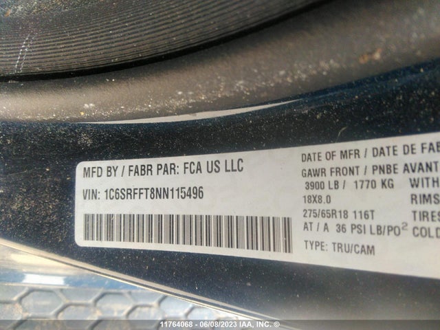 1C6SRFFT8NN115496 RAM 1500 Big Horn/lone Star