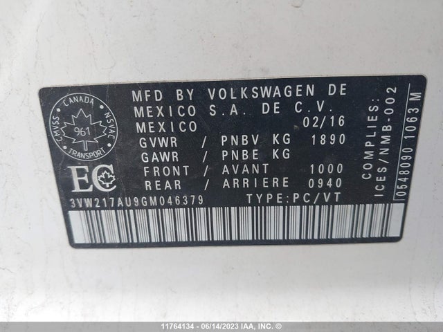 3VW217AU9GM046379 Volkswagen 1.8 tsi