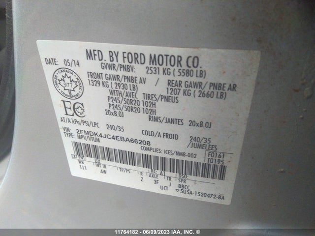 Ford EDGE SEL 2014 2FMDK4JC4EBA66208 Image 9