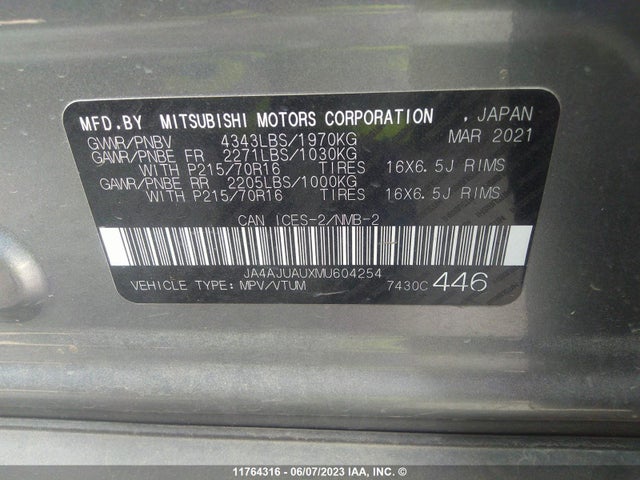 JA4AJUAUXMU604254 Mitsubishi RVR