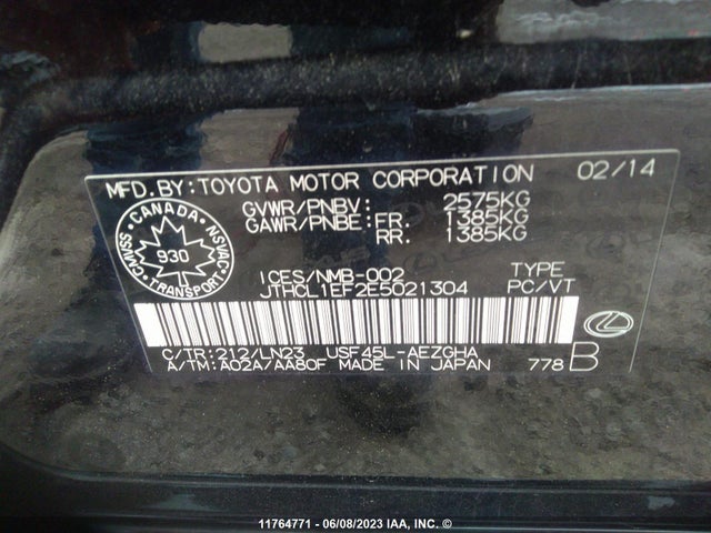 Lexus LS 460 2014 JTHCL1EF2E5021304 Image 9