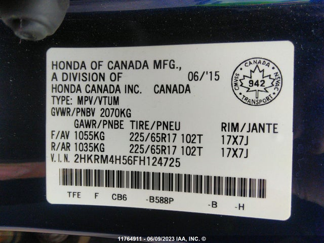 Honda CR-V EX 2015 2HKRM4H56FH124725 Image 10