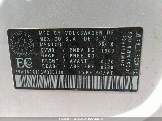 3VW267AJ7GM393720 Volkswagen JETTA S