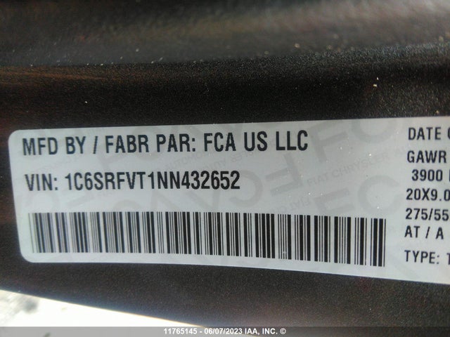 1C6SRFVT1NN432652 RAM 1500 Sport