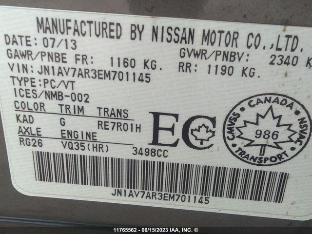 JN1AV7AR3EM701145 Infiniti Q50 Hybrid Premium/sport