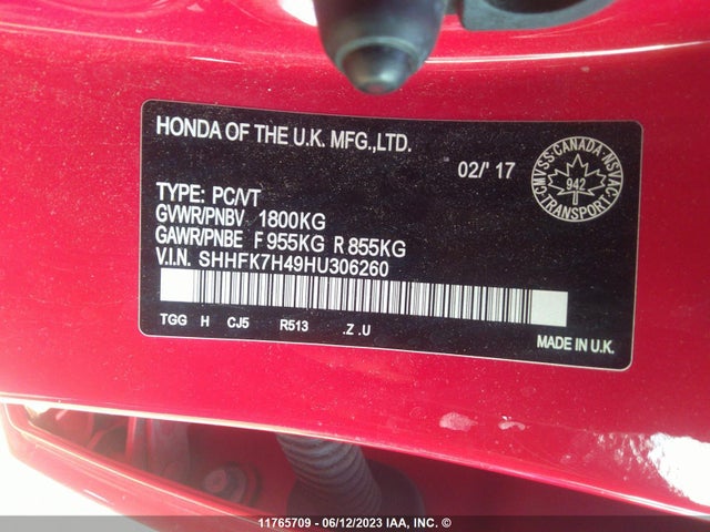Honda Civic Sport 2017 SHHFK7H49HU306260 Image 11