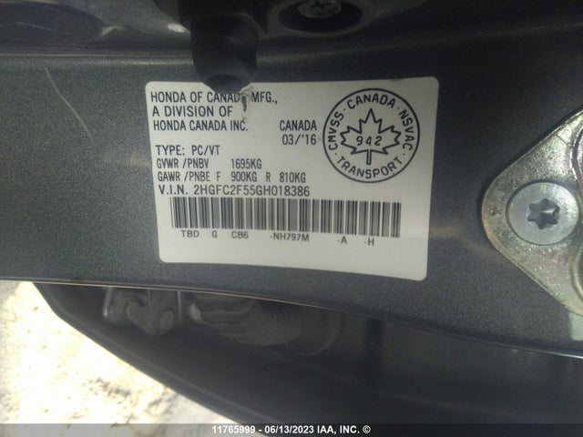 Honda Civic Lx 2016 2HGFC2F55GH018386 Image 11
