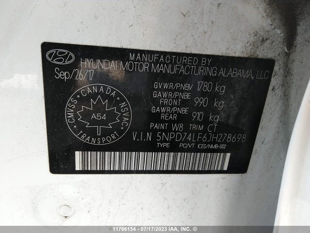 Hyundai ELANTRA SE 2018 5NPD74LF6JH278698 Image 9