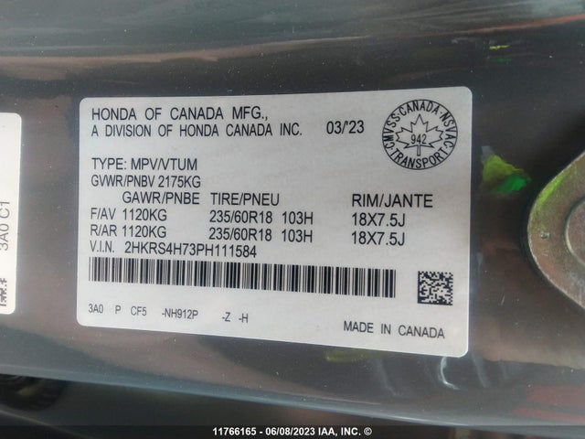 Honda CR-V EXL 2023 2HKRS4H73PH111584 Image 10