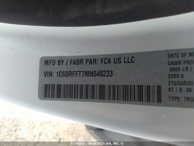 1C6SRFFT7MN546233 RAM 1500 Big Horn/lone Star