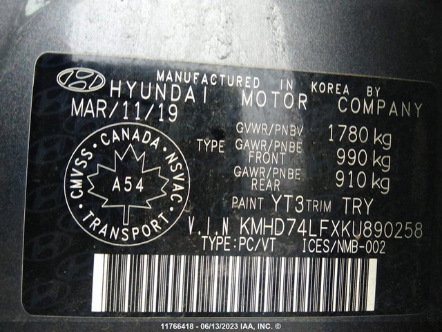 Hyundai ELANTRA SE 2019 KMHD74LFXKU890258 Image 9