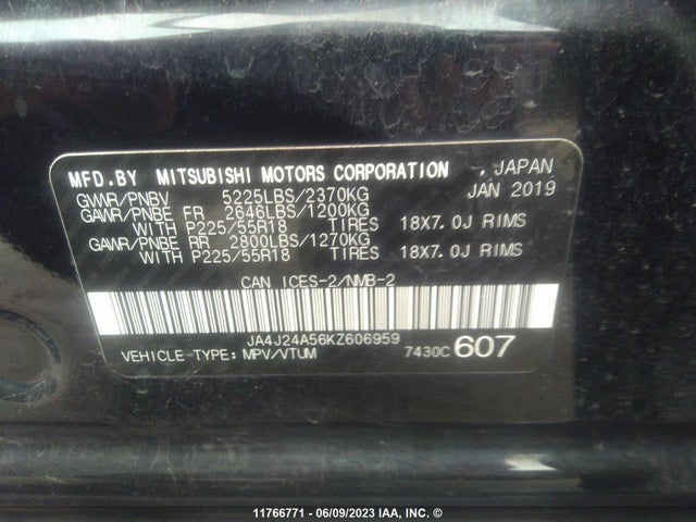 JA4J24A56KZ606959 Mitsubishi Outlander Sel/gt