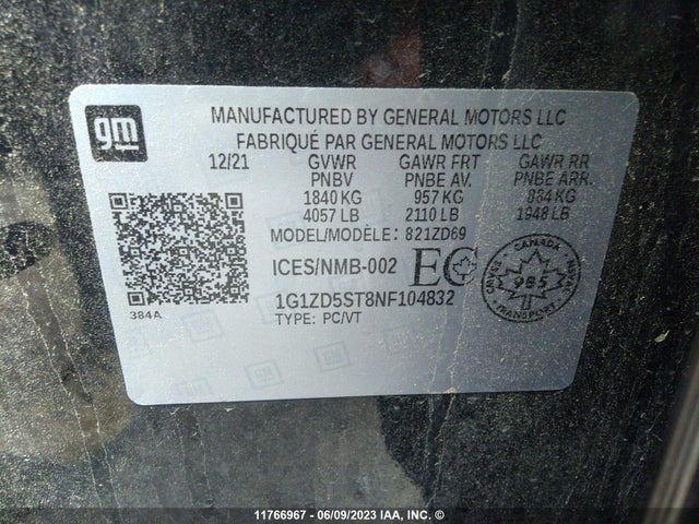 Chevrolet MALIBU LT 2022 1G1ZD5ST8NF104832 Image 9