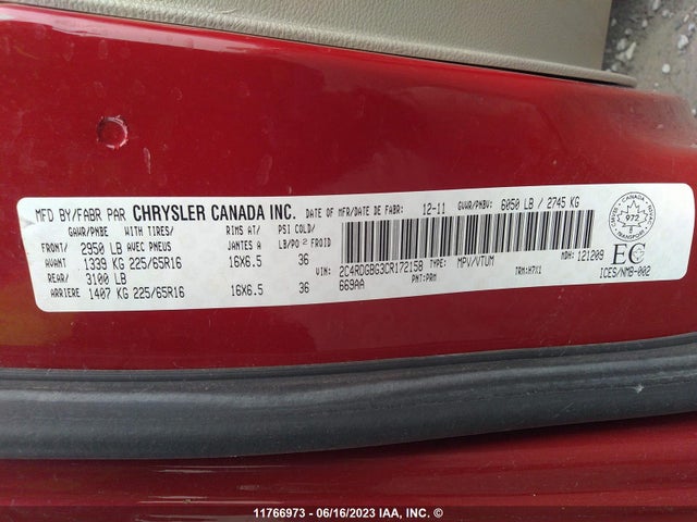 Продажа на аукционе авто 2012 Dodge Grand Caravan Se, vin: 2C4RDGBG3CR172158, номер лота: 11766973