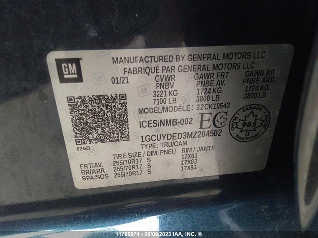 Chevrolet Silverado K1500 Lt 2021 1GCUYDED3MZ204502 Image 9
