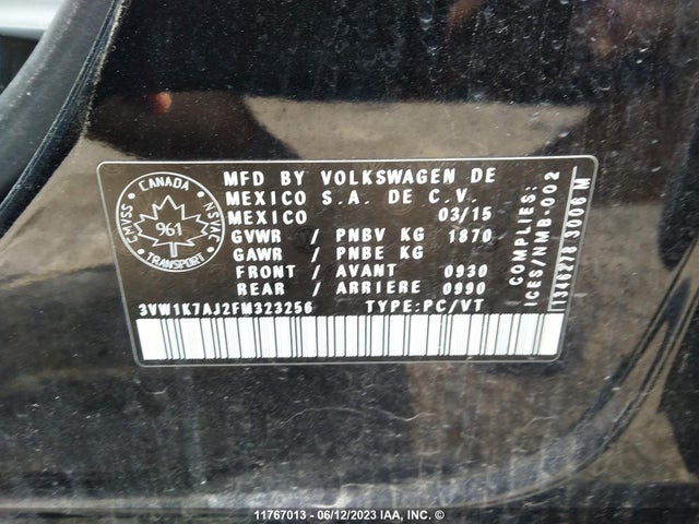 3VW1K7AJ2FM323256 Volkswagen JETTA S