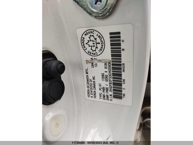 2012 Honda Civic Lx მანქანა იყიდება აუქციონზე, vin: 2HGFB2F53CH059080, აუქციონის ნომერი: 11726488