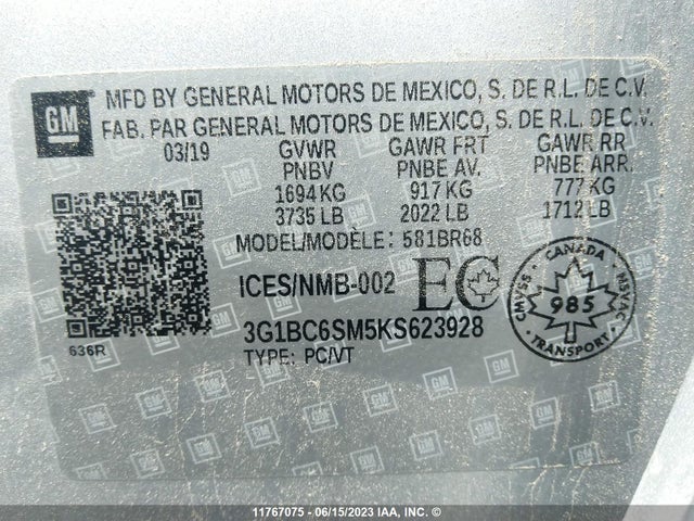 Chevrolet CRUZE LS 2019 3G1BC6SM5KS623928 Image 10