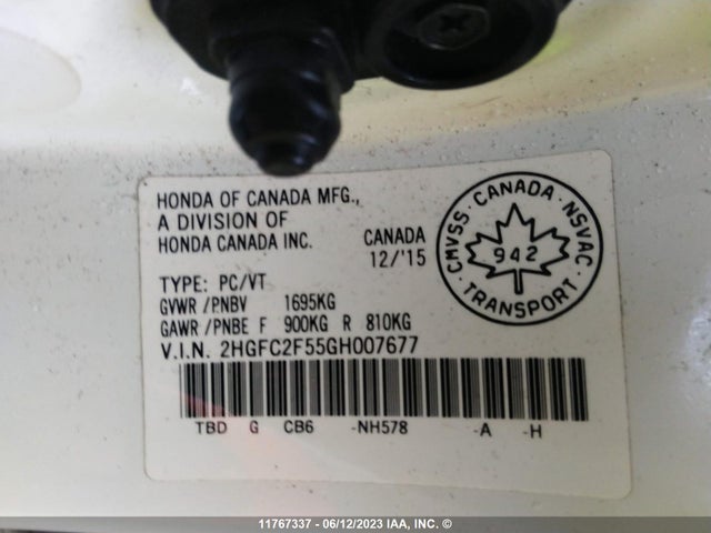 Honda Civic Lx 2016 2HGFC2F55GH007677 Image 10