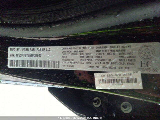 1C6SRFVT7NN437645 RAM 1500 Sport