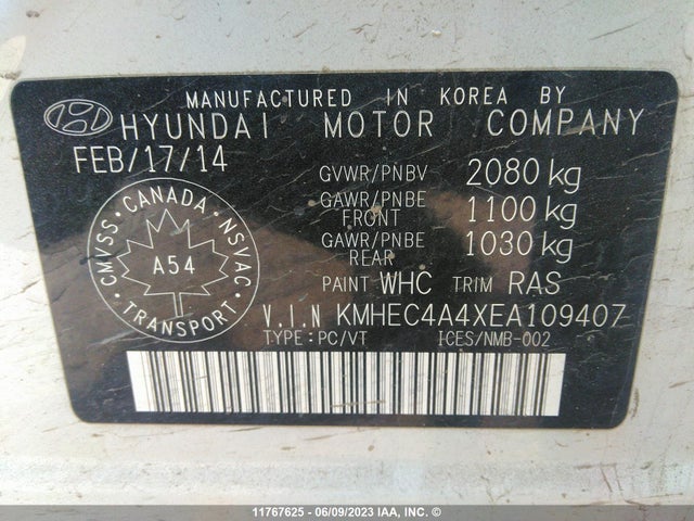 Hyundai SONATA HYBRID 2014 KMHEC4A4XEA109407 Image 10