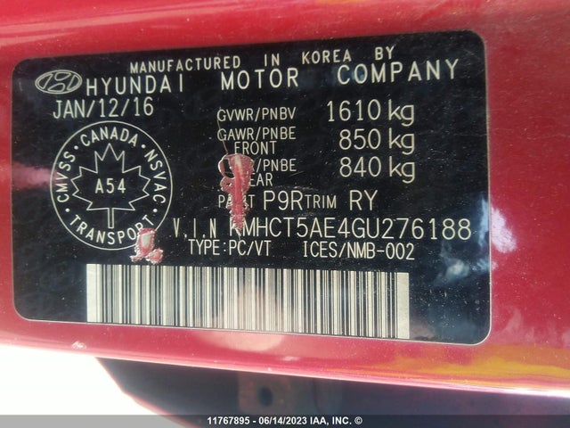 Hyundai ACCENT SE 2016 KMHCT5AE4GU276188 Image 9