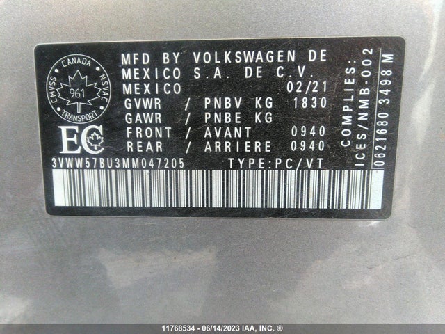 Volkswagen Jetta Highline 2021 3VWW57BU3MM047205 Image 10