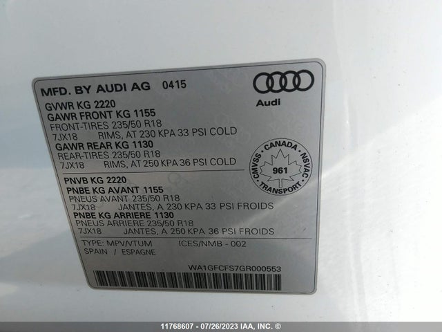 WA1GFCFS7GR000553 Audi Q3 Prestige
