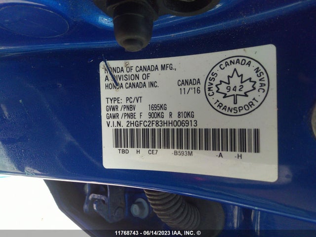Honda Civic Ex 4dr 2017 2HGFC2F83HH006913 Image 9