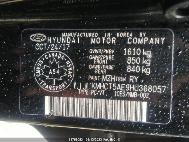 Hyundai ACCENT SE 2017 KMHCT5AE9HU368057 Image 9