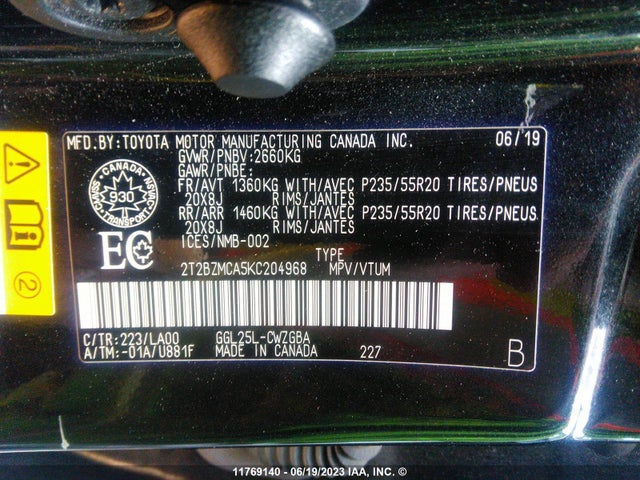 2T2BZMCA5KC204968 Lexus Rx 350 Base/350 F-sport