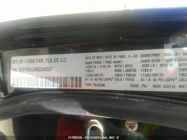3C6TR5EJ0NG244307 RAM 2500 Powerwagon