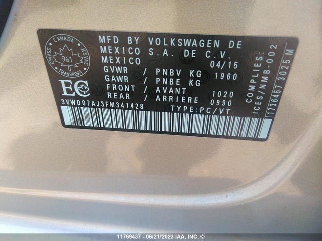 3VWD07AJ3FM341428 Volkswagen JETTA SE
