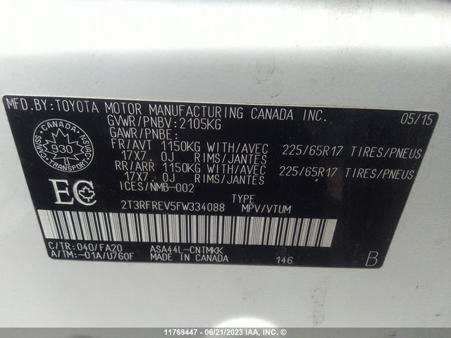 Toyota Rav4 Xle 2015 2T3RFREV5FW334088 Image 9