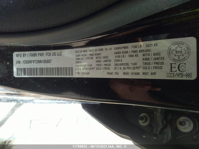 1C6SRFVT2NN105807 RAM 1500 Sport