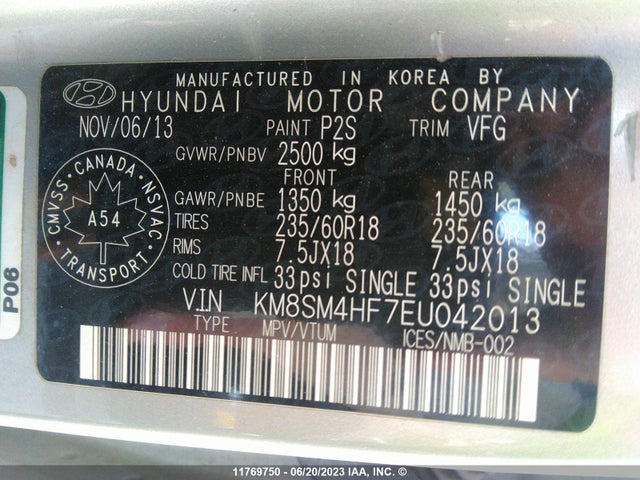 Hyundai Santa Fe Gls/limited 2014 KM8SM4HF7EU042013 Image 10